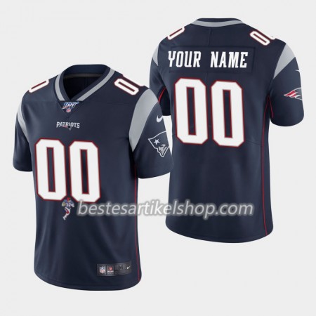 Herren New England Patriots Trikot Nike Navy Blau 100th - Personalisiert